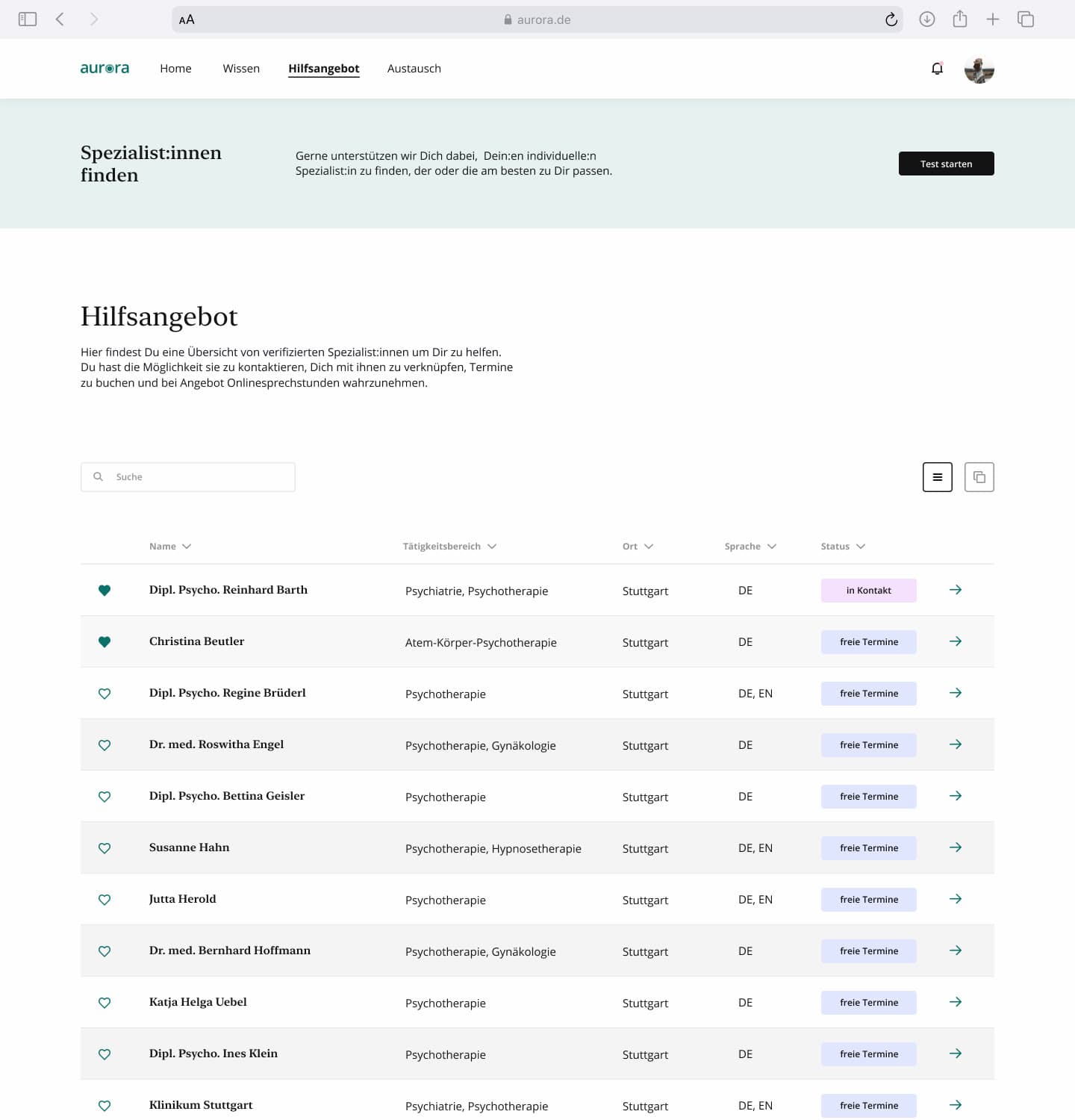 The specialist directory with filters and verified profiles.