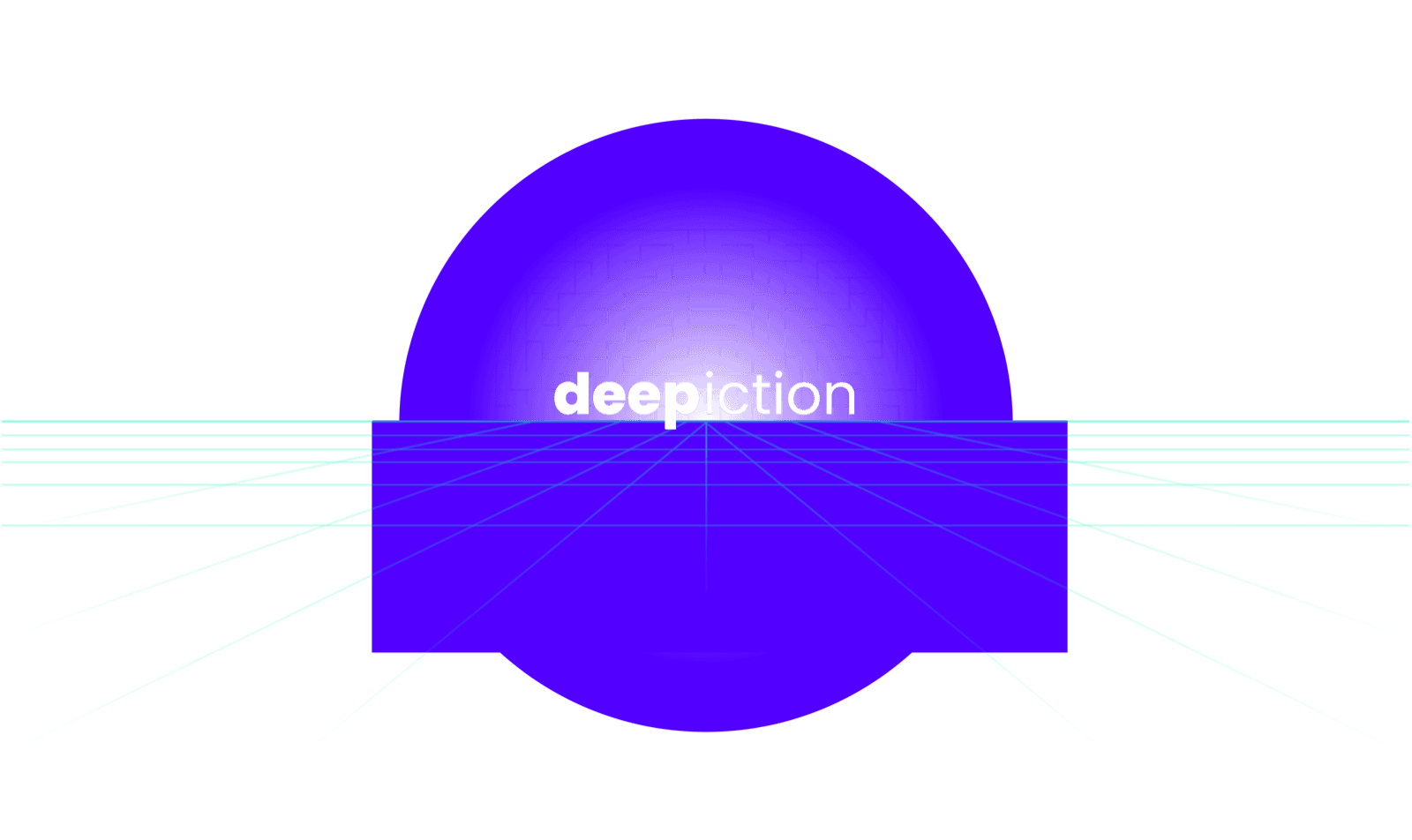 The Deepiction start screen: a violet dome above a mint perspective grid